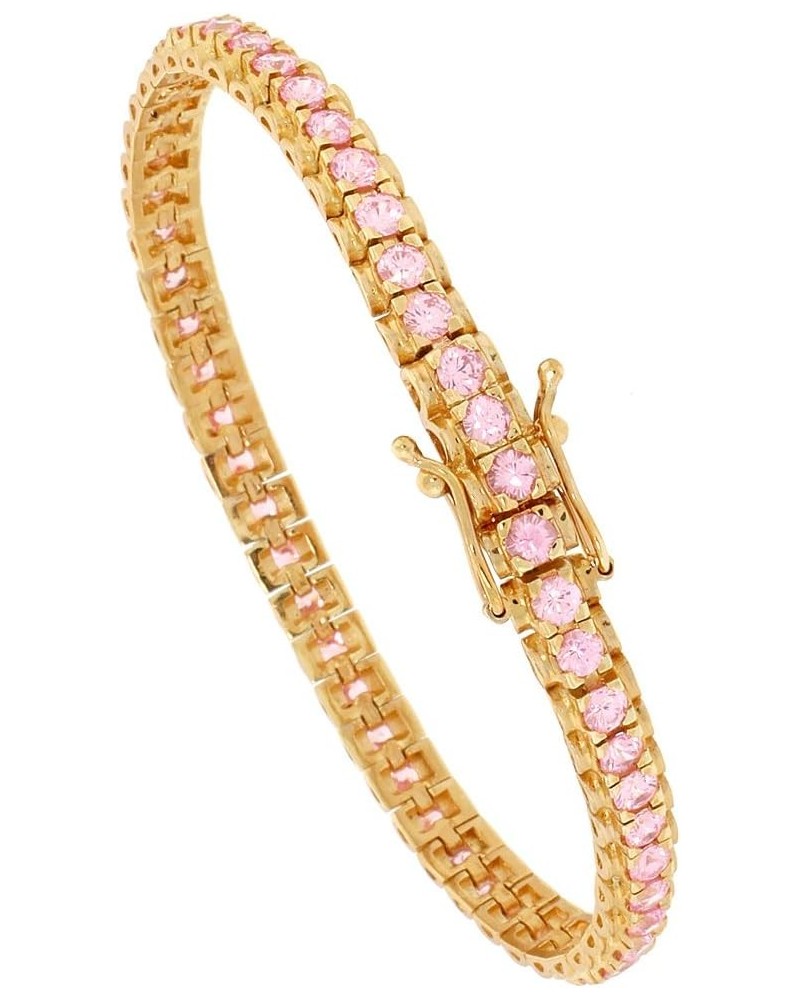 7 inch Sterling Silver Tennis Bracelet, Gold Plated Pink Ice, 1/4 inch $54.72 Bracelets