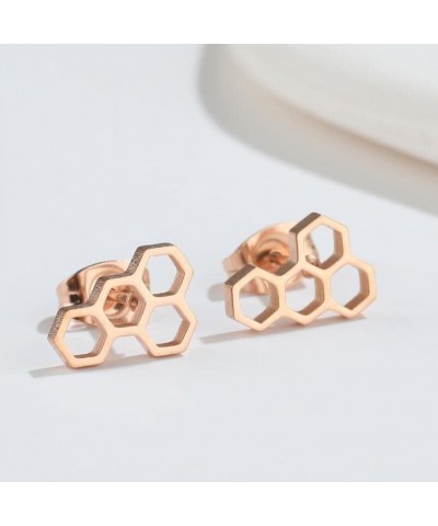 Minimalist Honeycomb Stud Earrings for Women Girls Teens Lovely Animal Bee Hive Cartilage Tragus Piercing Jewelry Fashion Bir...