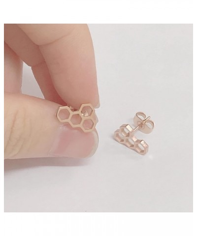 Minimalist Honeycomb Stud Earrings for Women Girls Teens Lovely Animal Bee Hive Cartilage Tragus Piercing Jewelry Fashion Bir...