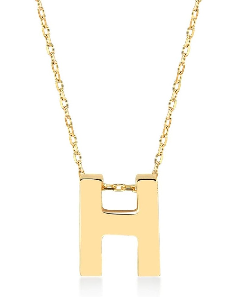 14K Solid Gold Initial Necklace for Women | 14k Yellow Gold Custom Letter Pendant Necklace | Simple 14k Gold Alphabet Necklac...