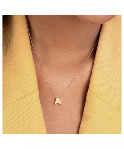 14K Solid Gold Initial Necklace for Women | 14k Yellow Gold Custom Letter Pendant Necklace | Simple 14k Gold Alphabet Necklac...