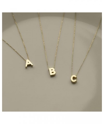 14K Solid Gold Initial Necklace for Women | 14k Yellow Gold Custom Letter Pendant Necklace | Simple 14k Gold Alphabet Necklac...