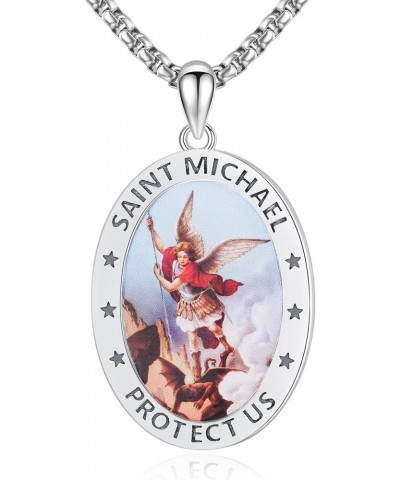 St Michael/St Christopher/St Patrick/St Jude/St Benedict/St Joseph Pendant Necklace 925 Sterling Silver Saint Patron Catholic...