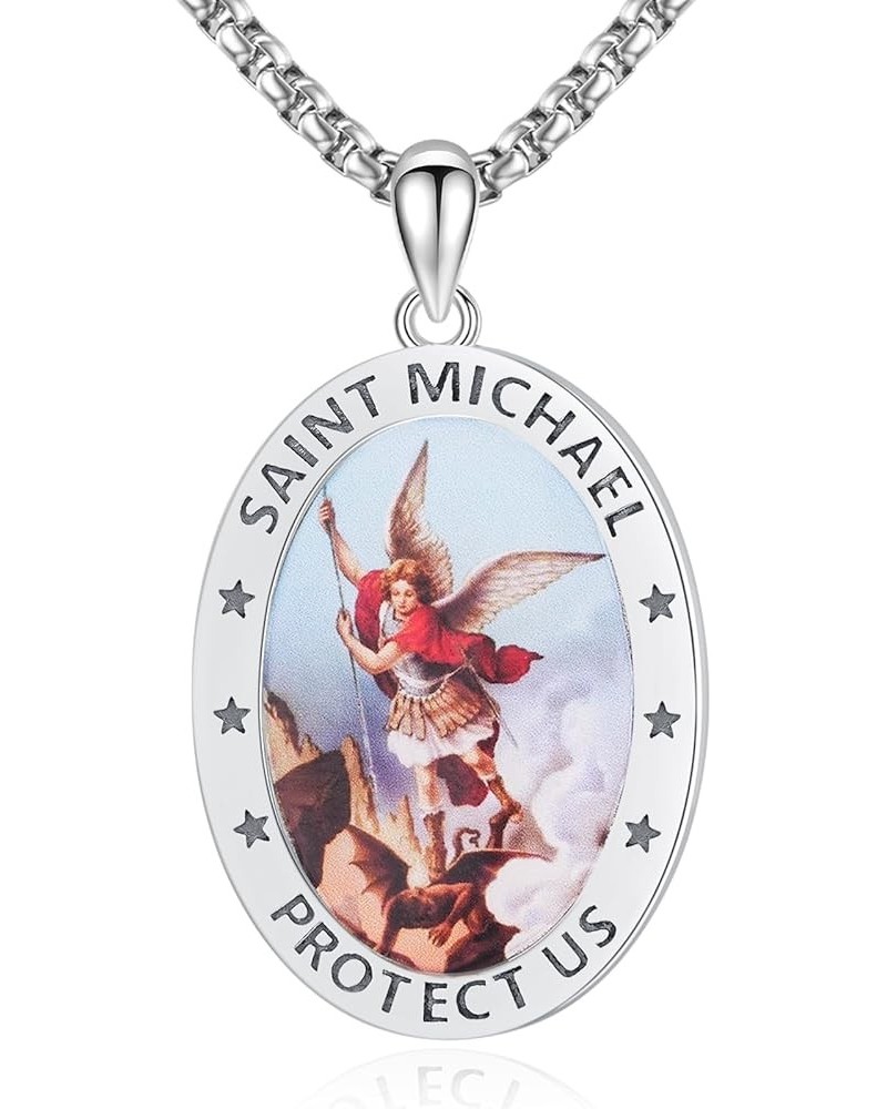 St Michael/St Christopher/St Patrick/St Jude/St Benedict/St Joseph Pendant Necklace 925 Sterling Silver Saint Patron Catholic...