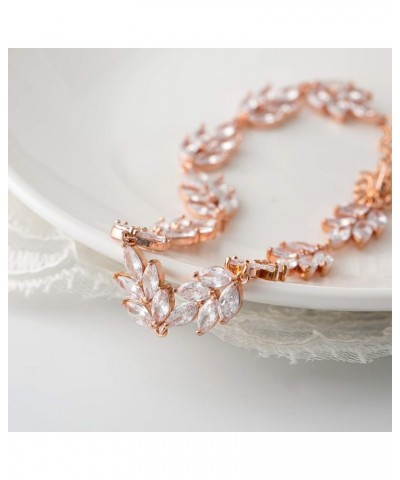 Bracelet Wedding Bridal for Brides,Bridesmaid-Crystal Cubic Zirconia Bracelet Leaf Vine Vintage Style Rose Gold $10.75 Bracelets