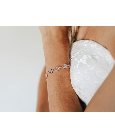 Bracelet Wedding Bridal for Brides,Bridesmaid-Crystal Cubic Zirconia Bracelet Leaf Vine Vintage Style Rose Gold $10.75 Bracelets