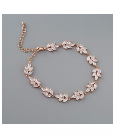 Bracelet Wedding Bridal for Brides,Bridesmaid-Crystal Cubic Zirconia Bracelet Leaf Vine Vintage Style Rose Gold $10.75 Bracelets