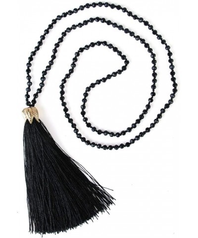 Tassel Pendant Necklace Handmade Long Beaded Necklaces Crystal Necklace Bohemian Jewelry for Women 08L $10.25 Necklaces