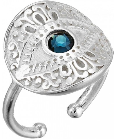 Path of Symbols Adjustable Ring for Women, Evil Eye Charm, .925 Sterling Silver, Fits Ring Sizes 6 to 9 925 Sterling Silver S...