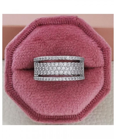 ZJQZBSS 925 Sterling Silver Sparkly Full Diamond Diamond Ring Cubic Zirconia Ring CZ Diamond Multi-Row Ring Eternal Engagemen...