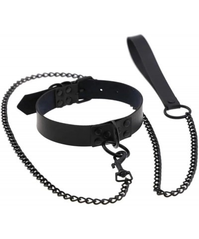 Choker With Chain Leash For Women,sex Choker Collar For Women With Chain And Leash,Punk Hauling Chain PU Leather Collar Neckl...