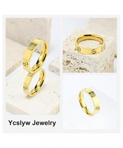 Ladies Stainless Steel Ring Love Friendship Ring Golden High Polish Stainless Steel Ring Wedding Jewelry Birthday Gift, 5-10 ...