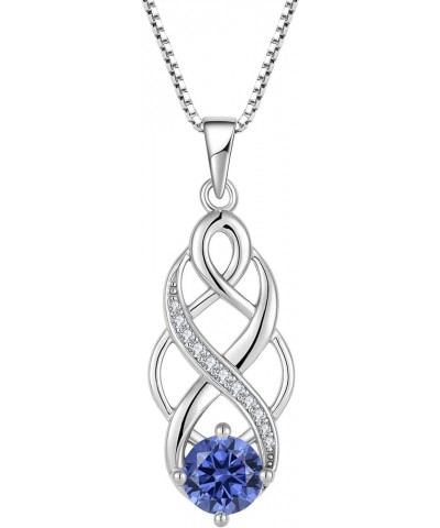 Infinity Necklace for Women Sterling Silver Celtic Knot Pendant Good Luck Polished Jewelry Created Tanzanite $26.65 Necklaces