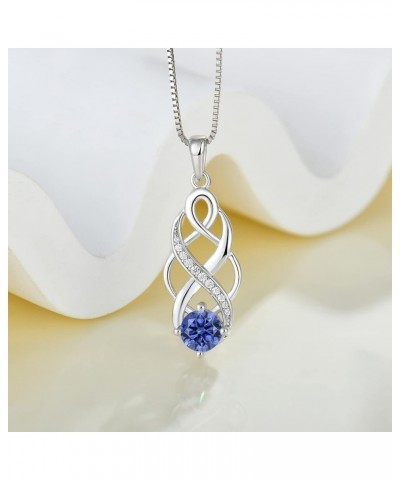 Infinity Necklace for Women Sterling Silver Celtic Knot Pendant Good Luck Polished Jewelry Created Tanzanite $26.65 Necklaces