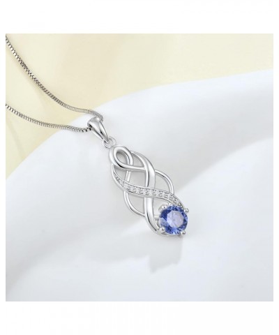 Infinity Necklace for Women Sterling Silver Celtic Knot Pendant Good Luck Polished Jewelry Created Tanzanite $26.65 Necklaces