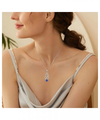 Infinity Necklace for Women Sterling Silver Celtic Knot Pendant Good Luck Polished Jewelry Created Tanzanite $26.65 Necklaces