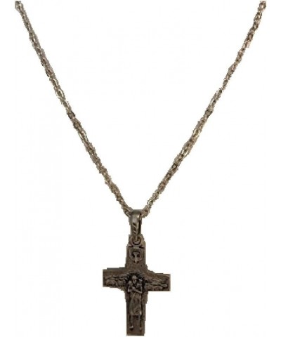 Pope Francis Religious Good Shepherd 2” Cross Crucifix Necklace 20" Silver Chain Made in USA $7.19 Necklaces