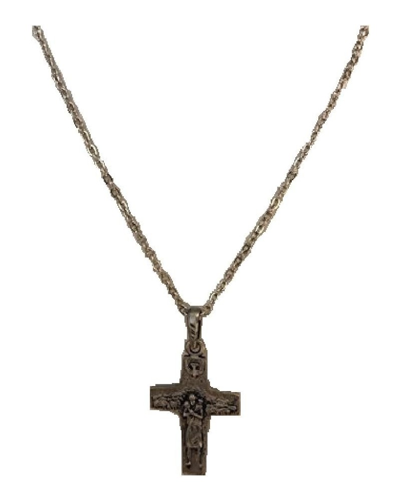 Pope Francis Religious Good Shepherd 2” Cross Crucifix Necklace 20" Silver Chain Made in USA $7.19 Necklaces