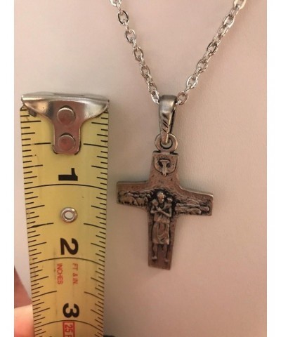 Pope Francis Religious Good Shepherd 2” Cross Crucifix Necklace 20" Silver Chain Made in USA $7.19 Necklaces