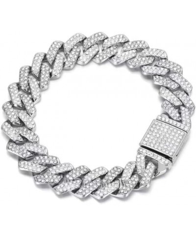 Hip Hop Trendy Diamond Bracelet 14mm Diamond Flap Unisex Hiphop Cuban Chain Thick Necklace White Diamond 7-Inch Bracelet $13....