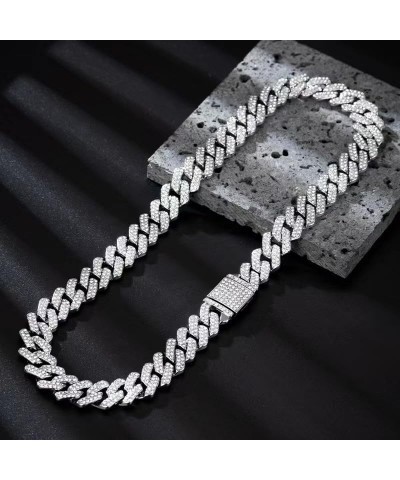 Hip Hop Trendy Diamond Bracelet 14mm Diamond Flap Unisex Hiphop Cuban Chain Thick Necklace White Diamond 7-Inch Bracelet $13....