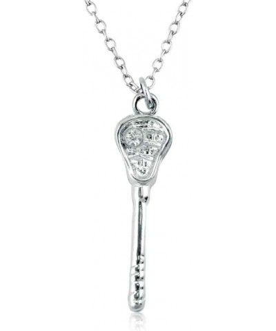 Sterling Silver Lacrosse Stick Pendant Necklace with Cubic Zirconium-1 1/4" Stick $20.64 Necklaces