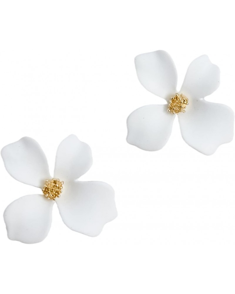 Boho Bridal Stud Earrings - White Flower Wedding Earrings, Bridesmaids' Jewelry, Vacation Style Accessory $10.19 Earrings