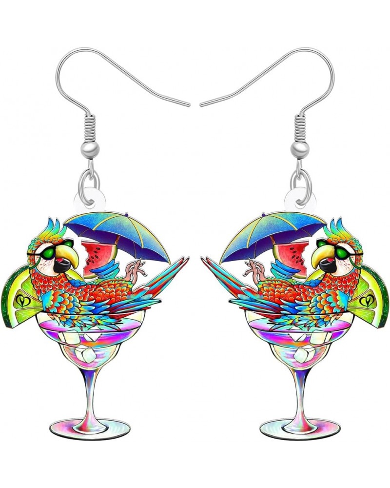 Acrylic Fashion Hawaii Cup Macaw Parrot Earrings Anime Birds Dangle Jewelry for Women Girls Kids Spring Summer Gifts Charms P...