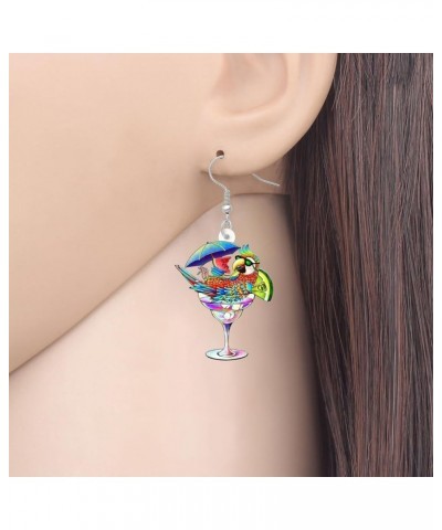 Acrylic Fashion Hawaii Cup Macaw Parrot Earrings Anime Birds Dangle Jewelry for Women Girls Kids Spring Summer Gifts Charms P...