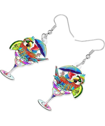 Acrylic Fashion Hawaii Cup Macaw Parrot Earrings Anime Birds Dangle Jewelry for Women Girls Kids Spring Summer Gifts Charms P...