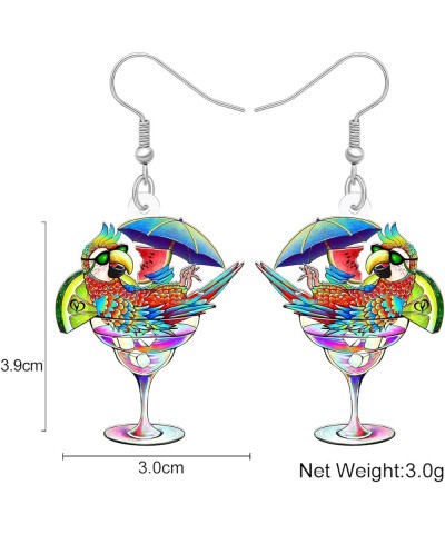 Acrylic Fashion Hawaii Cup Macaw Parrot Earrings Anime Birds Dangle Jewelry for Women Girls Kids Spring Summer Gifts Charms P...