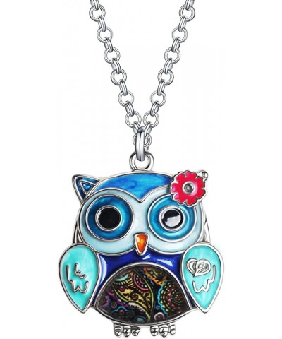 Enamel Alloy Anime Owl Necklace Pendant Owl Gifts for Women Girls Bird Charms Fashion Jewelry Blue $8.79 Necklaces