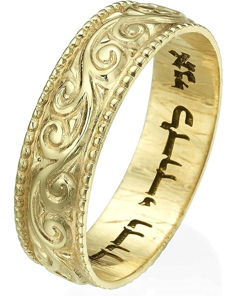 Handmade Antique Style Ornate Ani Ledodi Wedding Band Ring in 14k Yellow Gold Engraved with Hebrew Letters Size 5 to 12 Jewel...