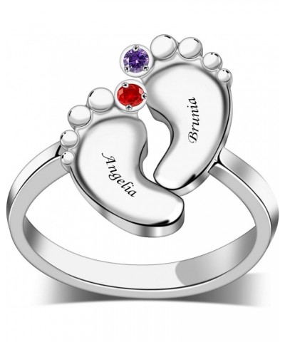Sterling Silver Personalized Mothers Rings Gifts for Mother's Days with 1/2/3/4/5/6/7/8 Simulated Birthstone Rings for Women ...