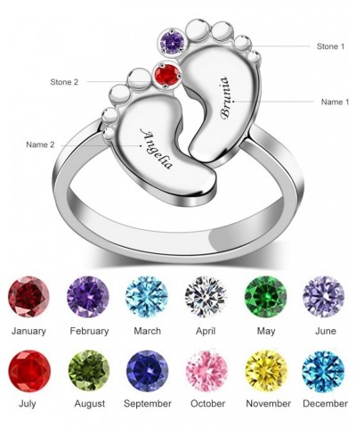 Sterling Silver Personalized Mothers Rings Gifts for Mother's Days with 1/2/3/4/5/6/7/8 Simulated Birthstone Rings for Women ...