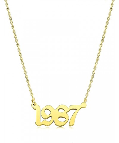 Birth Year Number Necklace for Women 18K Gold Plated Stainless Steel Birthday Pendant Necklace Memorable Anniversary Jewelry ...