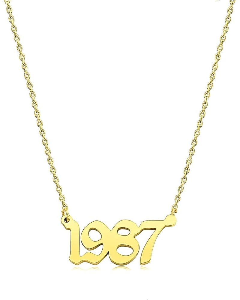 Birth Year Number Necklace for Women 18K Gold Plated Stainless Steel Birthday Pendant Necklace Memorable Anniversary Jewelry ...