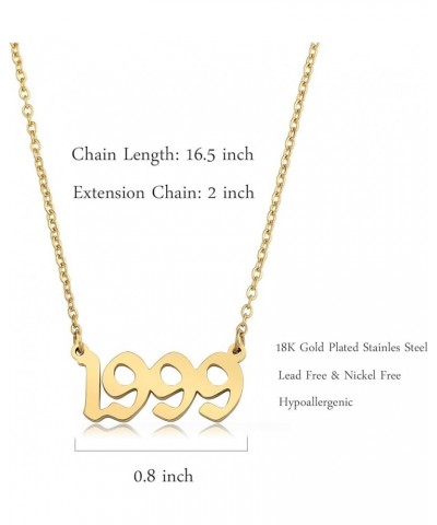 Birth Year Number Necklace for Women 18K Gold Plated Stainless Steel Birthday Pendant Necklace Memorable Anniversary Jewelry ...