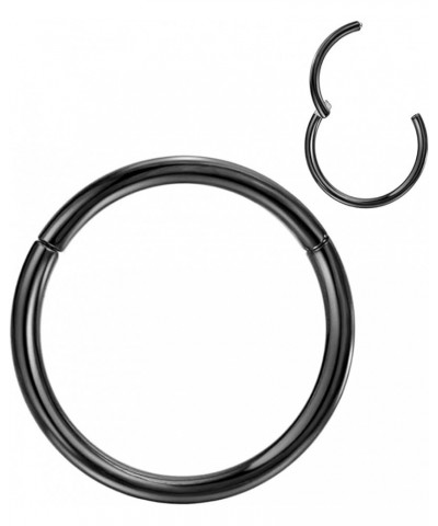 1pc Grade 23 Titanium Nose Rings Hoops Body Piercing Rings Helix Cartilage Rook Earrings 20G 18G 16G, Diameter 6mm-10mm Black...