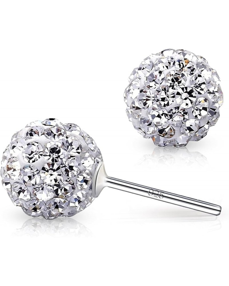 Crystal Line Azuria 925 Sterling Silver Woman Earrings with Box Disco Ball White Crystals Dangle Hook Stud Earrings for Women...