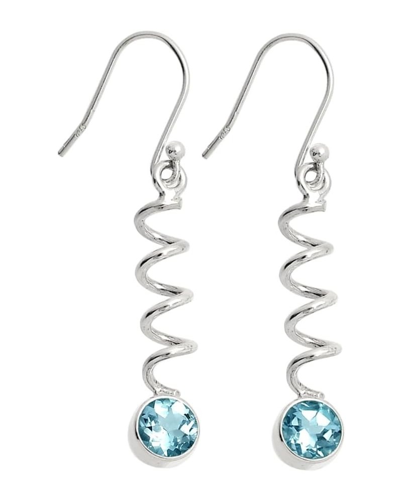 Natural Multi Stone Round Shape 925 Silver Earrings DGE1078 E-1047 Sky Blue Topaz $11.79 Earrings