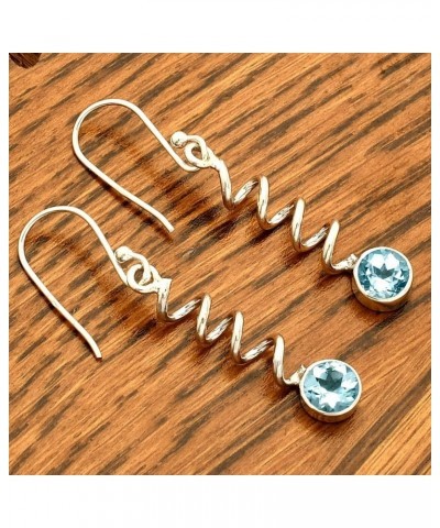 Natural Multi Stone Round Shape 925 Silver Earrings DGE1078 E-1047 Sky Blue Topaz $11.79 Earrings