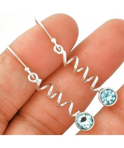 Natural Multi Stone Round Shape 925 Silver Earrings DGE1078 E-1047 Sky Blue Topaz $11.79 Earrings