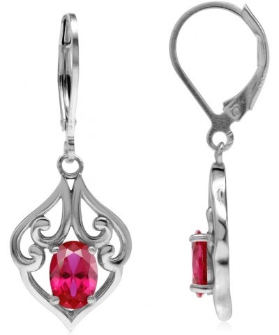 Birthstone Gemstones 925 Sterling Silver Victorian Style Leverback Drop Dangle Earrings Jewelry for Women created red ruby $1...