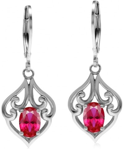 Birthstone Gemstones 925 Sterling Silver Victorian Style Leverback Drop Dangle Earrings Jewelry for Women created red ruby $1...