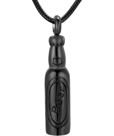 Cremation Jewelry Beer Bottle Urn Necklaces for Ashes for Women Men Keepsake Memorial Ashes Pendant Necklace Black $9.71 Neck...