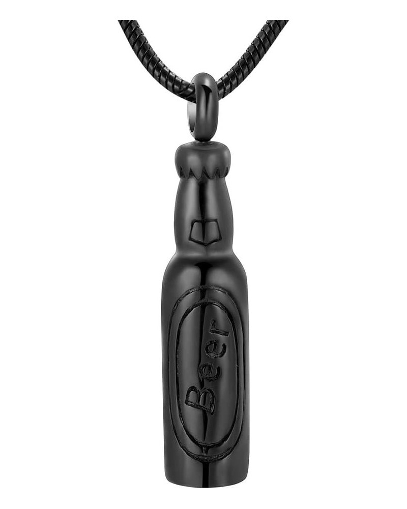 Cremation Jewelry Beer Bottle Urn Necklaces for Ashes for Women Men Keepsake Memorial Ashes Pendant Necklace Black $9.71 Neck...