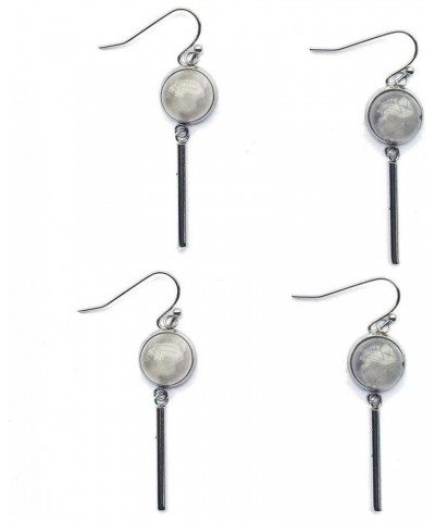 8mm 10mm 12mm Natural Crystal Stones Stainless Steel Dainty Tube Bar Dangle Earrings Grey Agate 12.0 Millimeters $9.59 Earrings