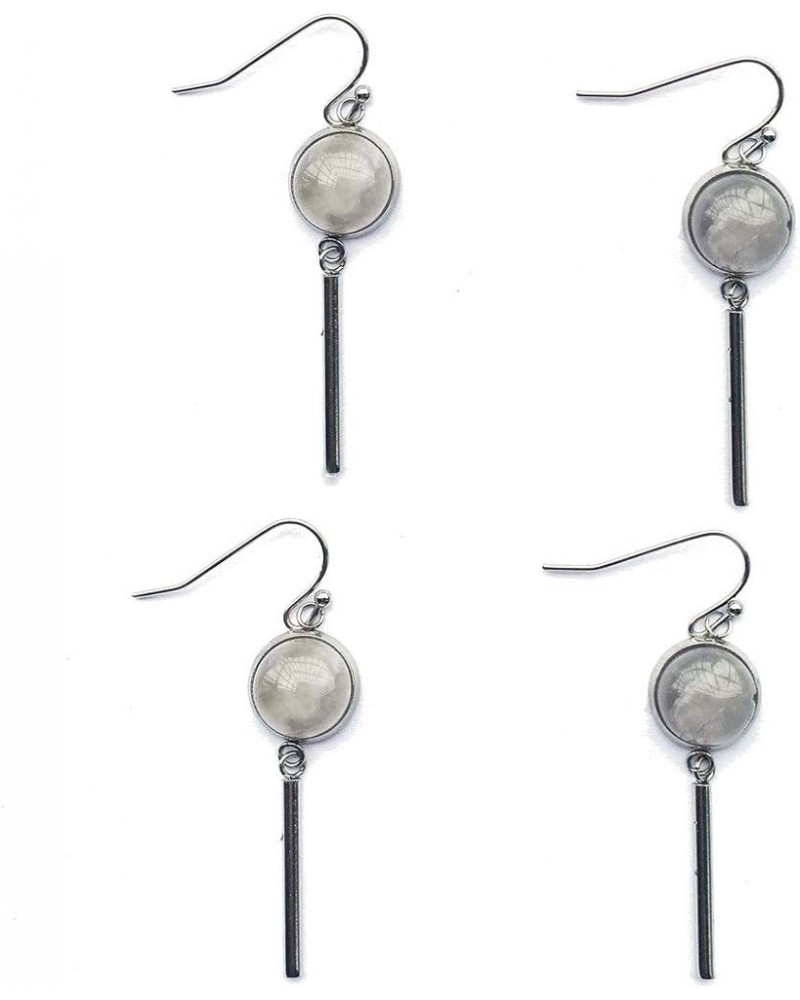 8mm 10mm 12mm Natural Crystal Stones Stainless Steel Dainty Tube Bar Dangle Earrings Grey Agate 12.0 Millimeters $9.59 Earrings