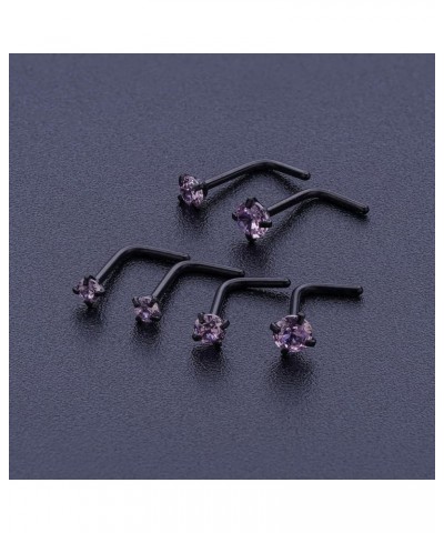 20G Nose Ring 316L Surgical Steel Nose Ring Studs, L Shaped Corkscrew Bone Nose Ring Studs for Women Men 2mm 2.5mm 3mm CZ Sma...